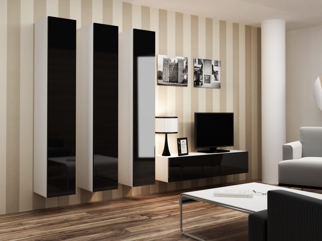 Cama TV stand VIGO 140 30/140/40 white/black gloss